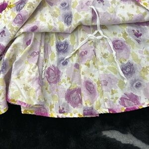 As U Wish Spaghetti Strap Floral Dress Pleats Elastic Back Purple Smocking Tie 1